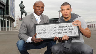 Chris Eubank receives a Wembley Way stone as a Father's Day present