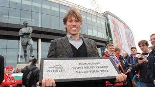 Sport Relief legend John Bishop receives his Wembley Way stone