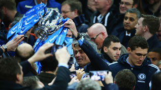 Jose Mourinho with the Capital One Cup