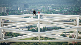 James Kingston scales the Wembley arch