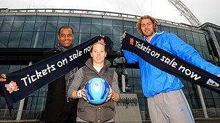 Olympic Ambassadors Mark Bright and Chris Tomlinson along with England and Chelsea ladies football player Danielle Buet