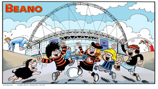 Dennis The Mennis and Beano friends at Wembley Stadium