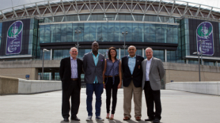 (L-R) Bev Risman, Martin Offiah, Victoria Smith, Billy Boston and Alex Murphy