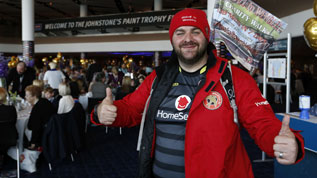 Graeme Brookes celebrates completing his walk