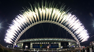 Fireworks over Wembley after the Champions League Final
