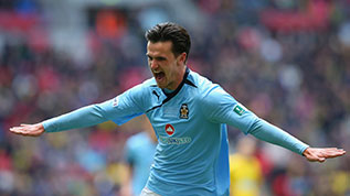 Ryan Donaldson celebrates his first goal in the FA Carlsberg Trophy Final