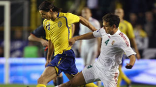 Zlatan Ibrahimovic in action for Sweden