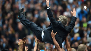 Pellegrini celebrates City winning the title
