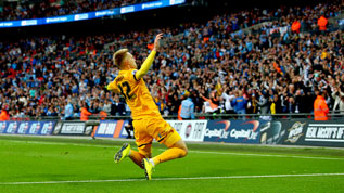 Joe Pigott celebrates scoring Southend's equaliser