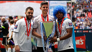 The three Peterborough goalscorers with the JPT